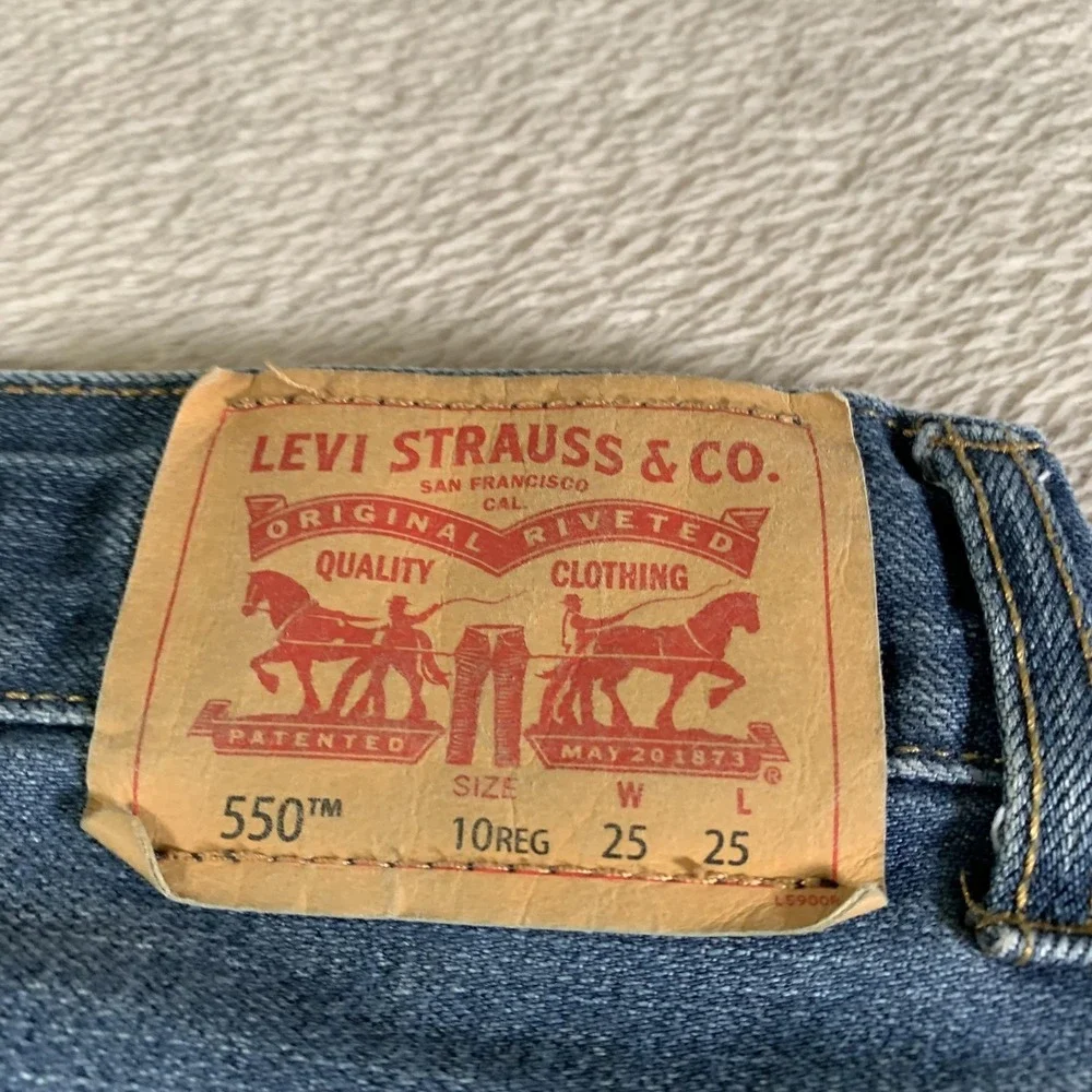 Levis 550 Relaxed Jeans Girls 10 25x25 Blue Medium Wash Mid‎ Rise Straight Denim